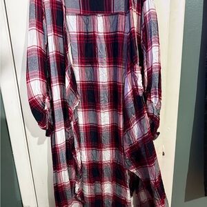 Plaid Red and Black Women's Cardigan